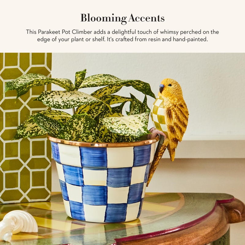 mackenzie childs MACKENZIE-CHILDS Pot Climber, Decorative Indoor and Outdoor Planter Hanging Decor, Chartreuse Parakeet - Image 2