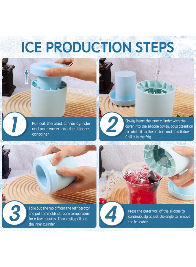 KITCHENOO Cylinder Silicone Ice Cube Mold, New 3D Ice Cubes Maker, Decompress Ice Lattice, Press-Type Easy-Release Ice Cup  - Image 5