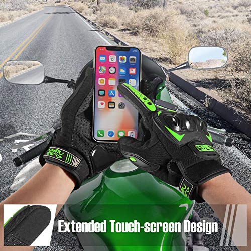 COFIT Motorcycle Gloves Breathable, Touchscreen Motorbike Gloves Anti-slip with Good Grip Hard Knuckles Protection for Men Women Motocross, BMX ATV MTB Cycling, Road Racing - Green M - Image 3