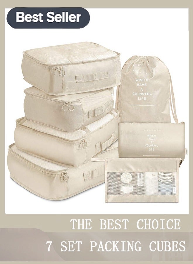 Arabest 7-Piece Travel Organizer Set - Waterproof Packing Cubes with Compression Bags & Zippered Storage | Reusable Luggage Organizer for Suitcases, Clothes & Travel Accessories - Image 1