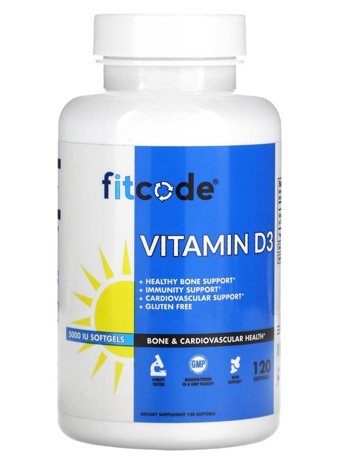 fitcode Vitamin D3 5000 IU 120 Softgels 
