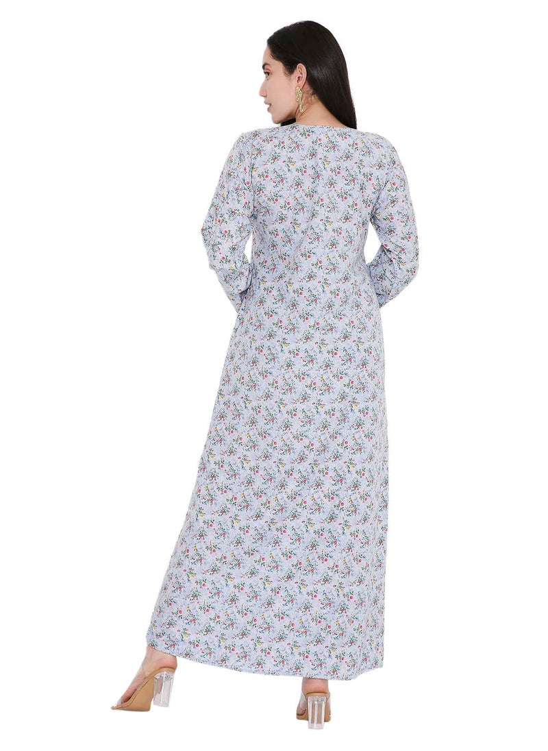 HANA & SARA ELEGANT FARASHA WITH UNIQUE THREAD EMBROIDERY AND STYLISH PRINTED MODEST ARABIC KAFTAN JALABIYA DRESS  - Image 2