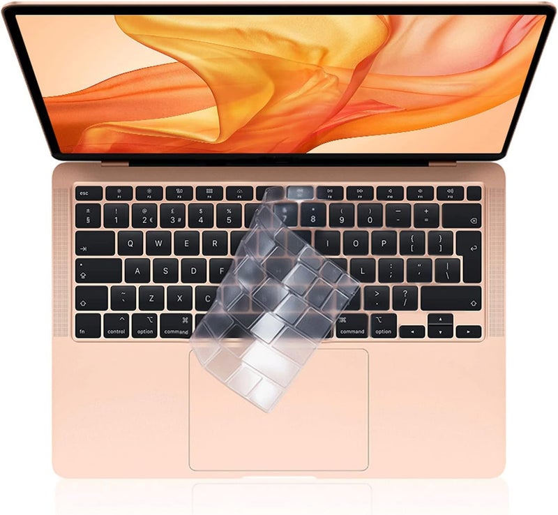 إيوكو غطاء لوحة مفاتيح متوافق مع MacBook Air M1 13 بوصة 2021 2020 A2337 A2179 مع شاشة Retina وTouch ID، واقي رقيق للغاية بتخطيط المملكة المتحدة والاتحاد الأوروبي، TPU شفاف - Image 1