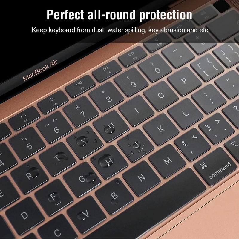 إيوكو غطاء لوحة مفاتيح متوافق مع MacBook Air M1 13 بوصة 2021 2020 A2337 A2179 مع شاشة Retina وTouch ID، واقي رقيق للغاية بتخطيط المملكة المتحدة والاتحاد الأوروبي، TPU شفاف - Image 3