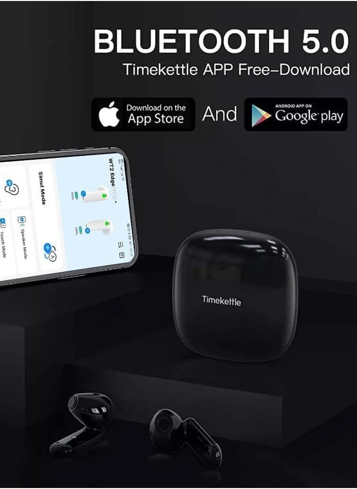 Timekettle - Timekettle WT2 Edge - Two-Way Instant Translation, Language Translator Device with 40 Languages ​​and 93 Accents Online, Offline Translator Earbuds with App for iOS and Android (Black) - Image 1
