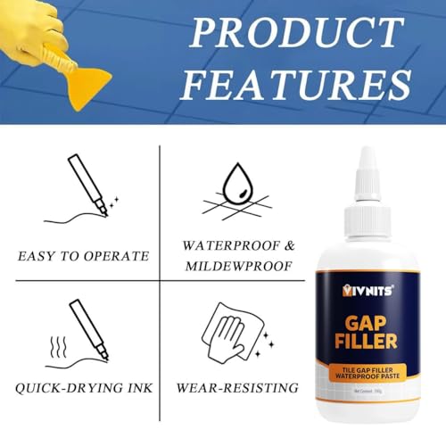 VIVNITS Tiles Gap Filler Waterproof, Gap Sealant, Grout, White Cement Paste Tube, Gap Filler for Walls and Joints, Waterproof Sealant, Tile Gap Filler Tube for Kitchen, Bathroom (560 ML) - Image 2