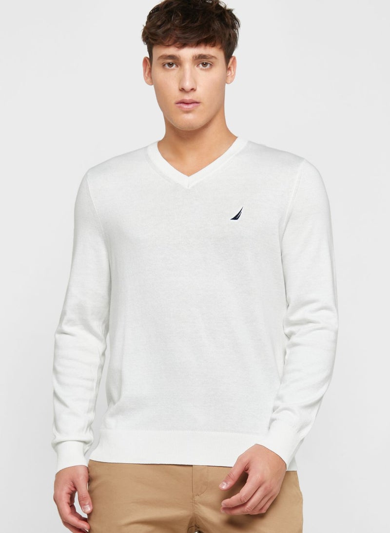 نوتيكا كنزة صوف بياقة على شكل حرف - Image 1