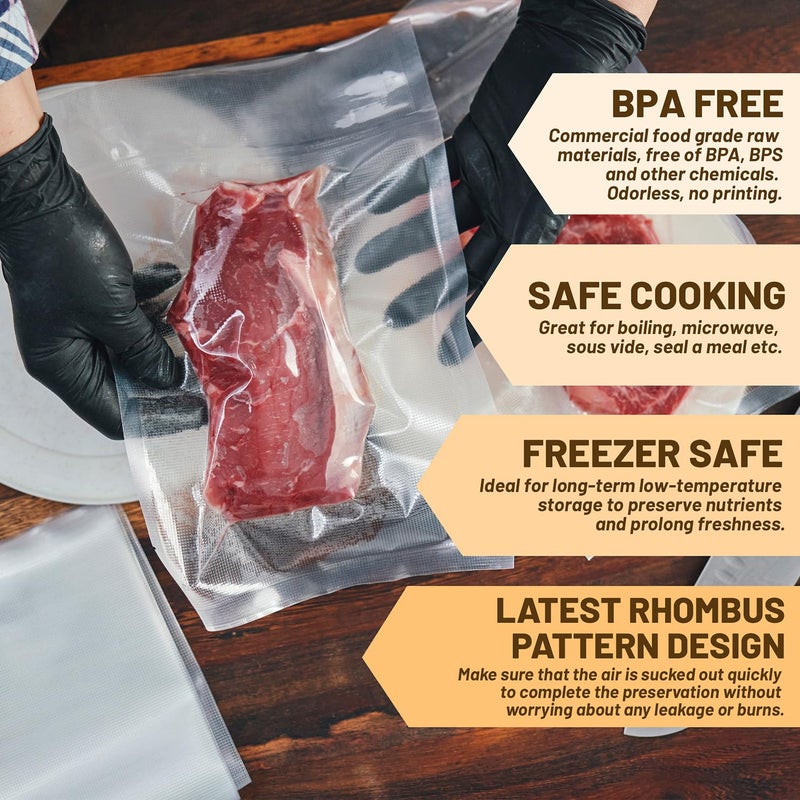 Selefrecos Vacuum Sealer Bags, 200 Quart BPA Free 8x12 Inch Vacuum Seal Bags for Food Saver, Seal a Meal, Weston. Heavy Duty Commercial Grade Vacuum Food Storage Bags for Sous Vide Freezer Vac Storage Meal Prep - Image 3