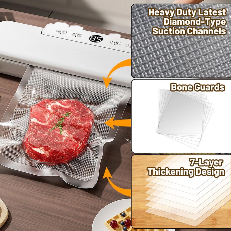 Selefrecos Vacuum Sealer Bags, 200 Quart BPA Free 8x12 Inch Vacuum Seal Bags for Food Saver, Seal a Meal, Weston. Heavy Duty Commercial Grade Vacuum Food Storage Bags for Sous Vide Freezer Vac Storage Meal Prep - Image 2