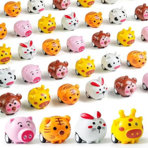 Beestech 33 Pcs Mini Animal Pull Back Toy Cars for Boys Girls Kids Toddlers Party Favors Teacher Classroom Treasure Box Prizes Pinata Fillers Goodie Bag Stuffers Bulk Toys for Easter Valentine - Image 1