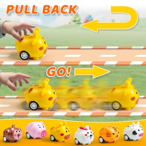 Beestech 33 Pcs Mini Animal Pull Back Toy Cars for Boys Girls Kids Toddlers Party Favors Teacher Classroom Treasure Box Prizes Pinata Fillers Goodie Bag Stuffers Bulk Toys for Easter Valentine - Image 5