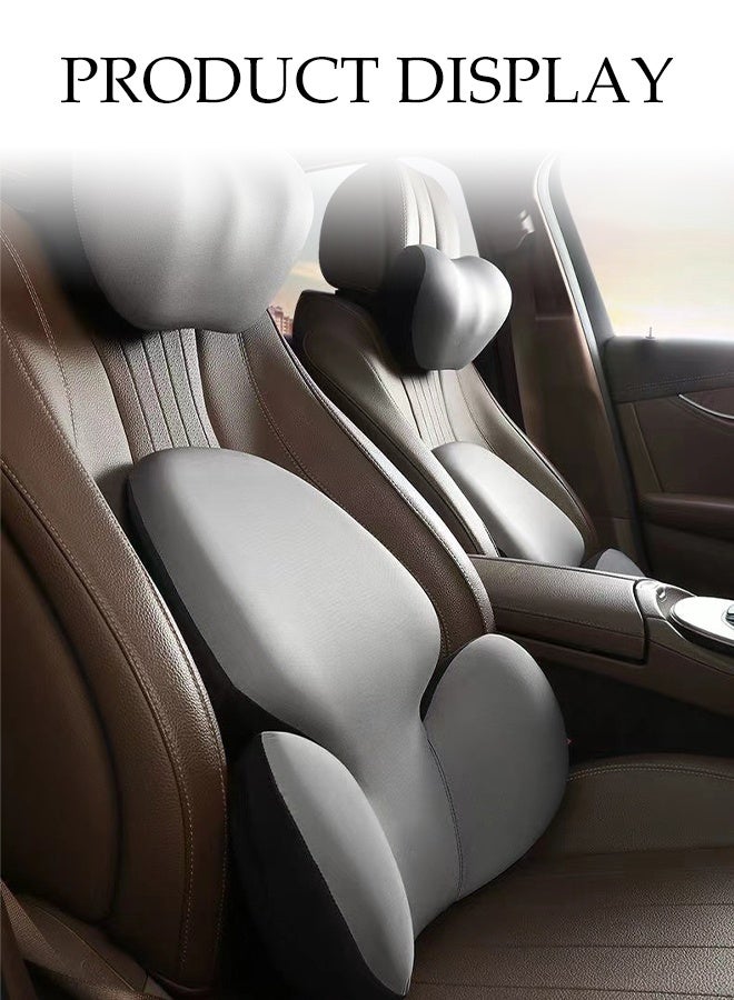 DUNISO Car Lumbar Support Pillow and Car Headrest Neck Pillow Set Memory Foam Car Headrest Pillows Cars Seat Head Lumbar Cushion Car Seat Pillow Comfortable Neck Pillow Multi-Use Lumbar Support Pillow Cars Seat for Car, Office Chair and Home Chair - Image 2