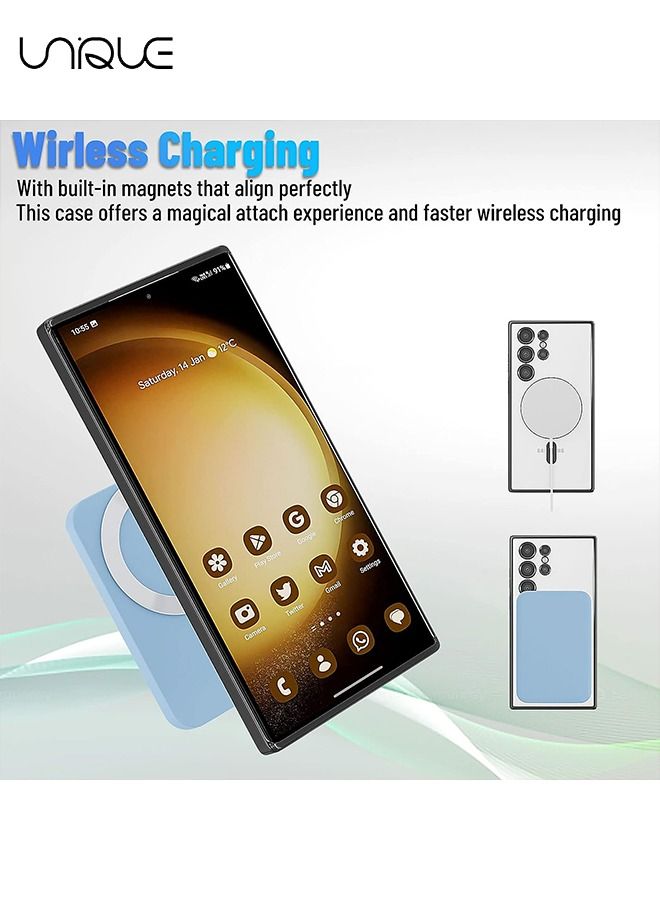 يونيك غطاء سامسونج جالاكسي S23 الترا مع واقي عدسة الكاميرا ، جراب مغناطيسي شفاف لهاتف S23 Ultra ، غطاء حماية كامل مضاد للخدش سليم جراب نحيف (أسود) - Image 2
