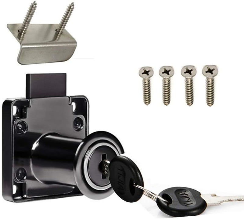 Junrbx Drawer Lock Letter Box Desktop Door Lock, Model CT-138-32, ((Hole Diameter 0.75 inch / 19MM) for Door Panels with a Thickness of 27 mm-32 mm. 1pcs [Black] - Image 1