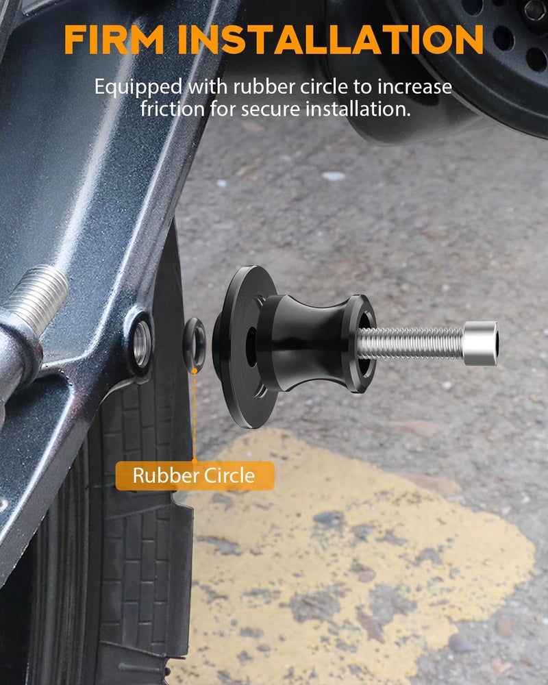 PBYMT 8MM M8 X 1.5 Motorcycle Swing Arm Spools Sliders CNC Swingarm Stand Screw Fit for Kawasaki Ninja ZX6R Z900 Vulcan, Triumph Trident 660, BMW S1000rr, Honda CBR 600rr, Suzuki GSXS (Black) - Image 3