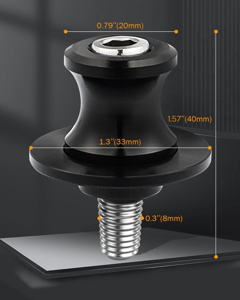 PBYMT 8MM M8 X 1.5 Motorcycle Swing Arm Spools Sliders CNC Swingarm Stand Screw Fit for Kawasaki Ninja ZX6R Z900 Vulcan, Triumph Trident 660, BMW S1000rr, Honda CBR 600rr, Suzuki GSXS (Black) - Image 2