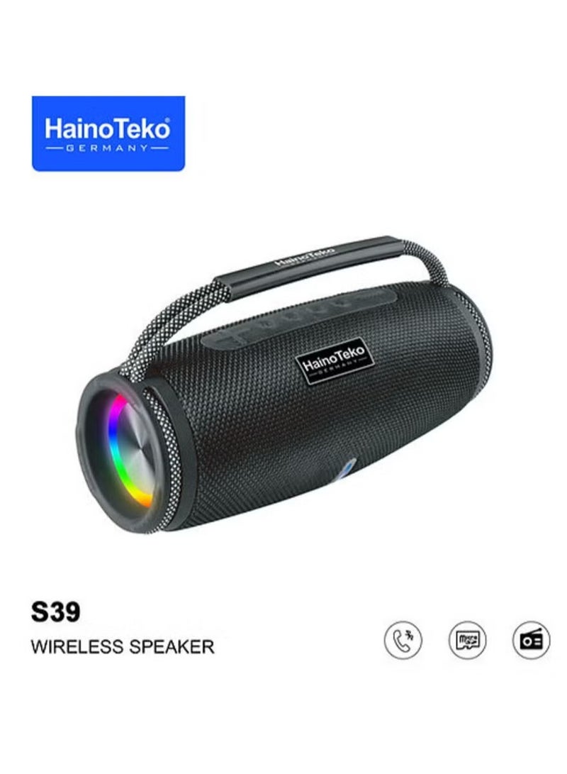 Haino Teko S39 Portable Bluetooth Speaker with Enhanced Bass, RGB Color Lighting, Button Control – Compact Design, Long Battery Life, Perfect for Indoor & Outdoor Use, Army Green - Image 5