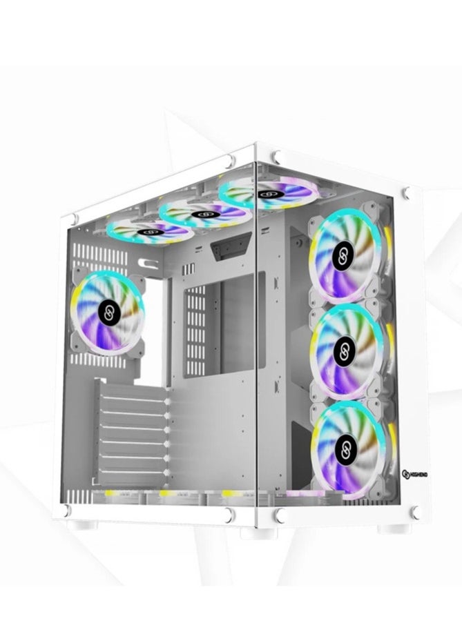 highend High End Gaming COVID 55 ATX 7 ARGB Fan White Case  - Image 1