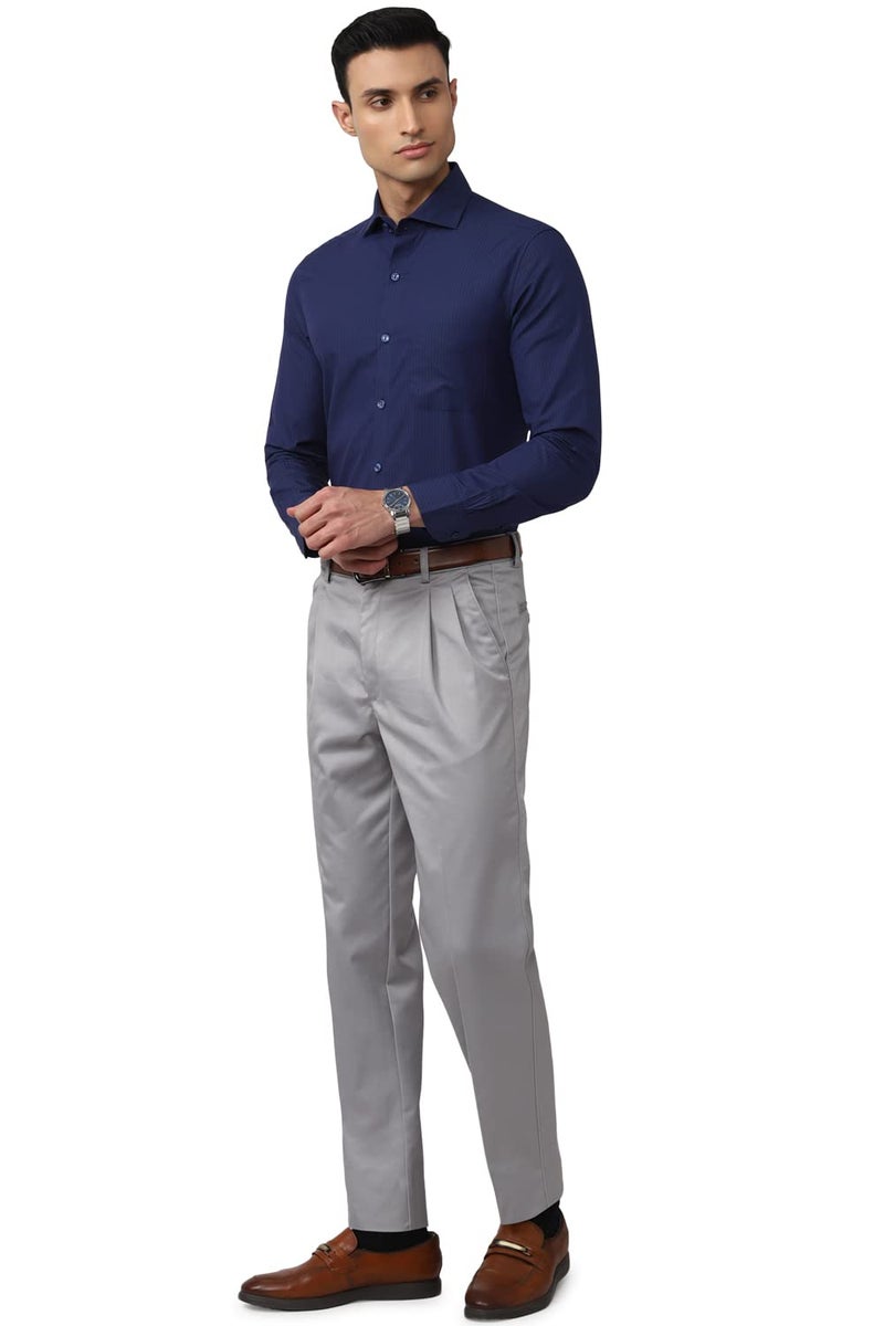 Peter England Men Grey Solid Regular Fit Formal Trousers - Image 5