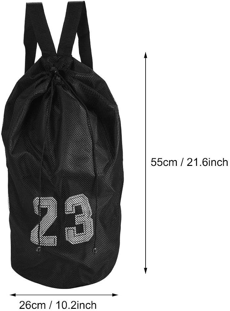 woobles Mesh Drawstring Backpack, Basketball Football Soccer Sports Training Exercising Mesh Backpack Shoulder Drawstring Bag-Black - Image 2