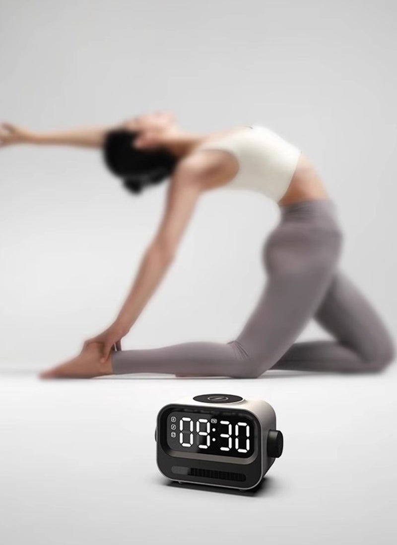 6-In-1 Multifunctional Smart Wireless Charging Bluetooth Speaker, Atmosphere Light/Digital Display Clock/Alarm Clock/Smart Wireless Charging/Bluetooth Speaker