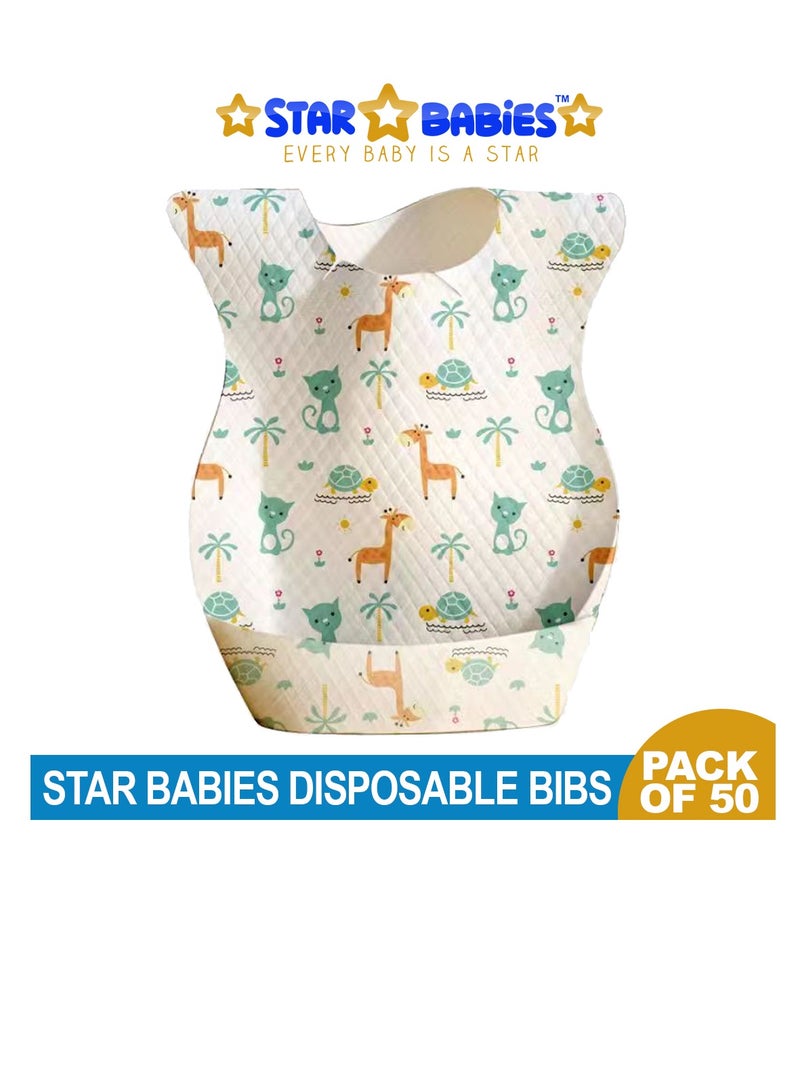 Star Babies Disposable Bibs - Pack of 50 - Giraffe Print-New - Image 2