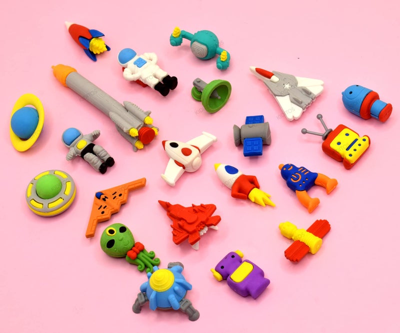 Kiditos Erasers Pack of 21 Space Explorer Toy for Kids Play Fancy Erasers for Kids School Stationary Kit Birthday Return Gift, Multi - Image 5