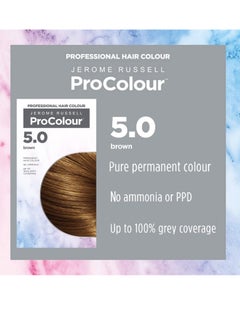 Jerome Russell ProColour Brown 5.0 Permanent Hair Colour Ammonia Free Hair Dye for Full Grey Coverage Shine and Colour Retention with Brazil Nut Oil  - Image 3