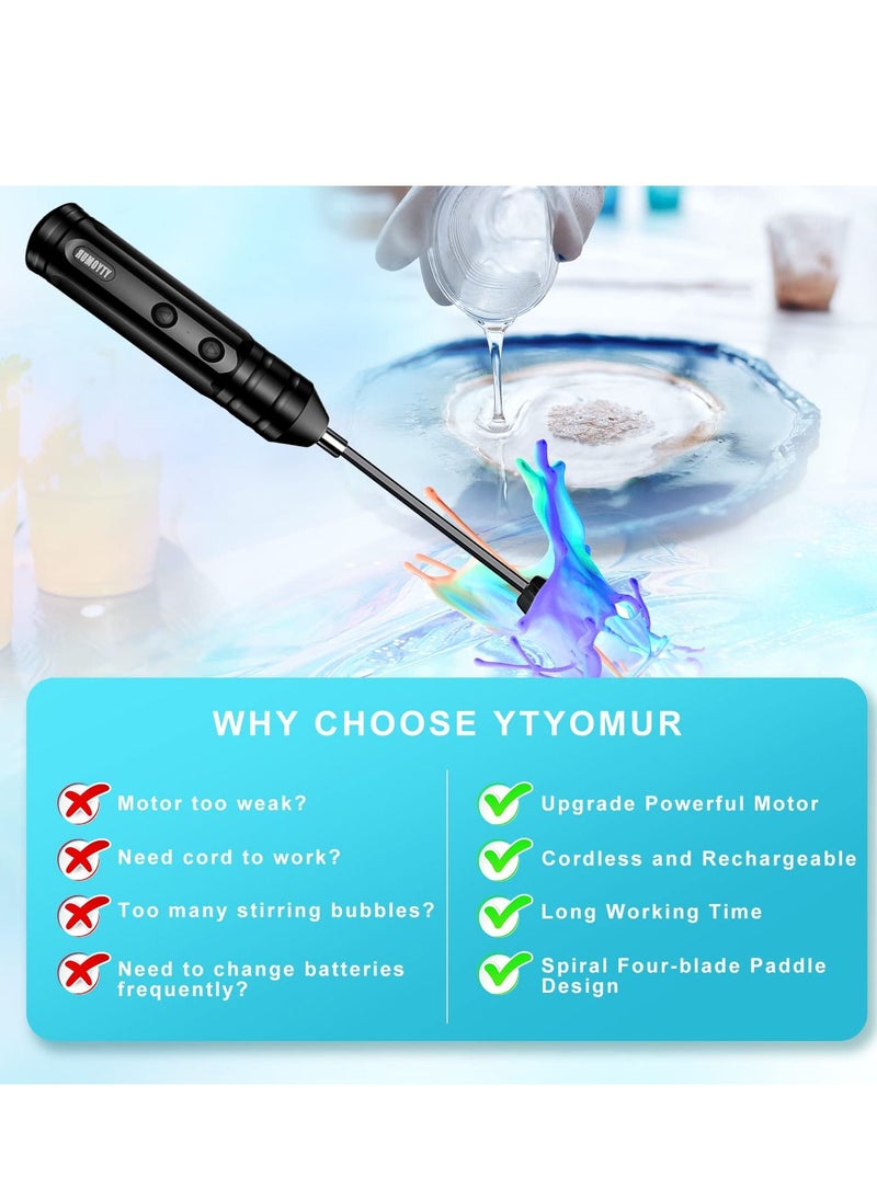 SYOSI - Epoxy Resin Mixer Handheld Rechargeable Powerful and Slow Motor for Epoxy Resin with 2pcs Epoxy Mixer Paddles Silicone Paint Mixing Without Bubbles DIY Crafts Jewelry Resin Casting - Image 1