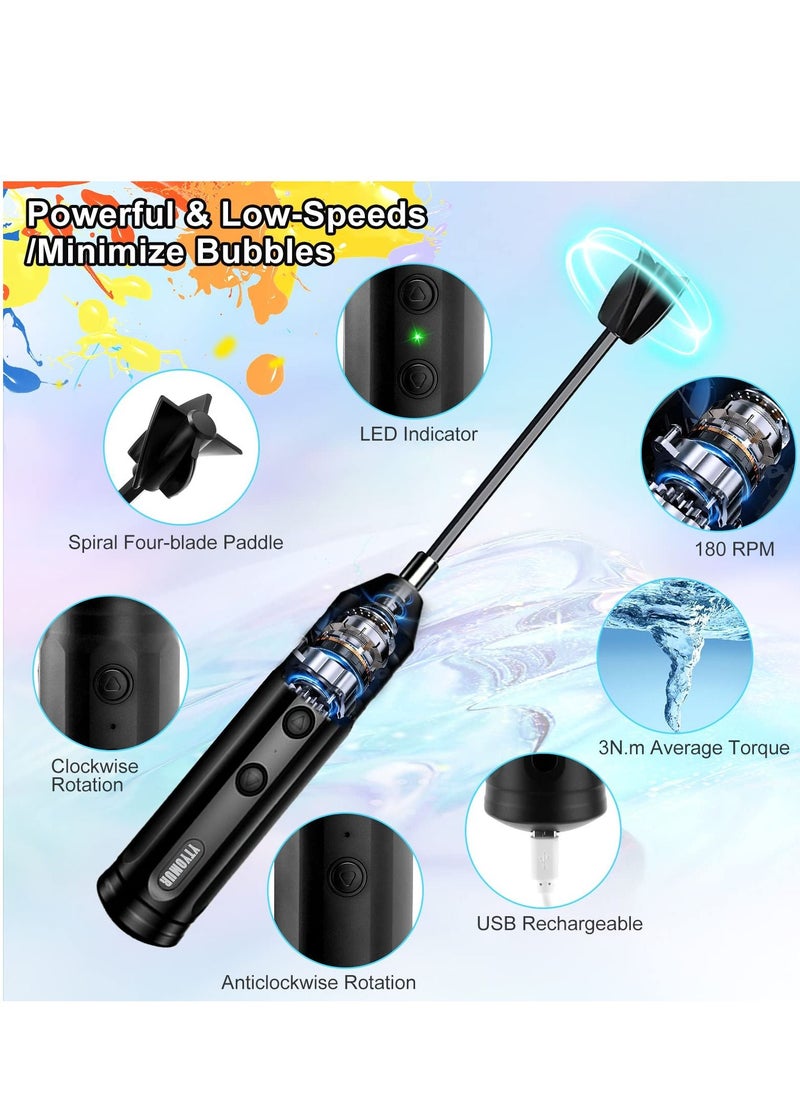 SYOSI - Epoxy Resin Mixer Handheld Rechargeable Powerful and Slow Motor for Epoxy Resin with 2pcs Epoxy Mixer Paddles Silicone Paint Mixing Without Bubbles DIY Crafts Jewelry Resin Casting - Image 1