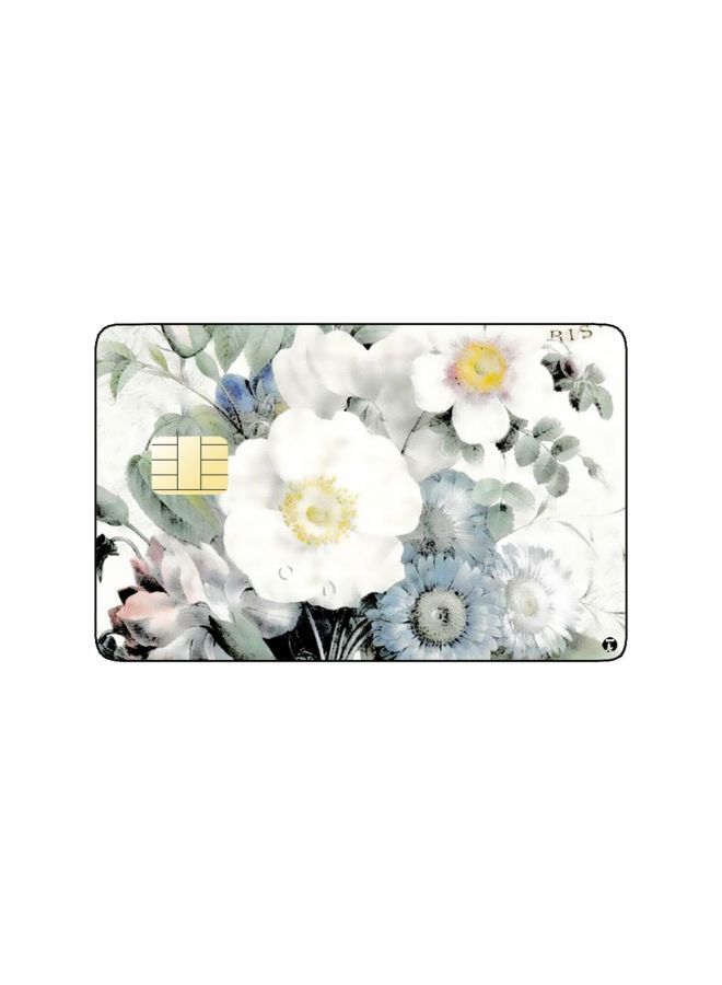 RKN PRINTED BANK CARD STICKER Beautiful White Flowers Drawing - Image 2
