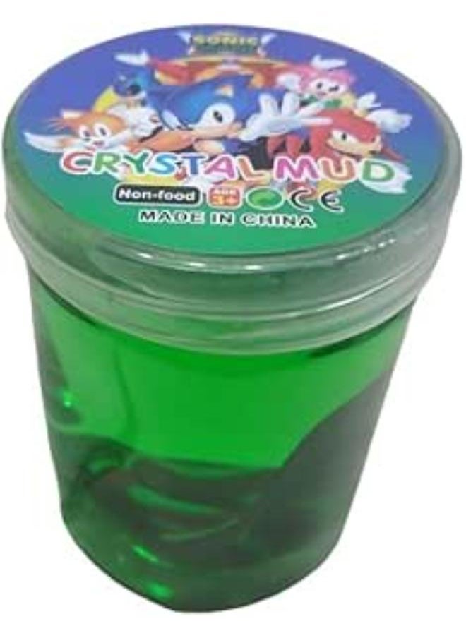 Smart Slime Crystal Mud with squishy Character in a Plastic Jar Sonik Style (Green) 
