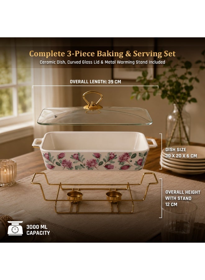 Ceramic Baking Tray with 12Inch  Candle Holder Premium Porcelain Serving and Oven Dish Heat Resistant White Platter for Baking Serving Decor Party and Dining - Image 5