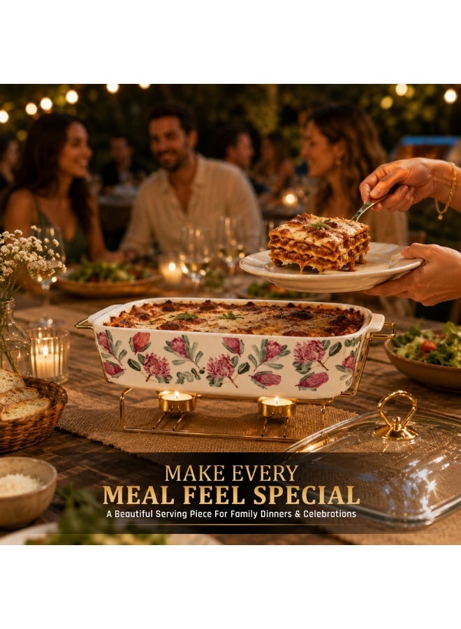 Ceramic Baking Tray with 12Inch  Candle Holder Premium Porcelain Serving and Oven Dish Heat Resistant White Platter for Baking Serving Decor Party and Dining - Image 3
