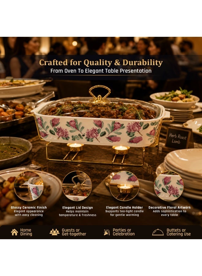 Ceramic Baking Tray with 12Inch  Candle Holder Premium Porcelain Serving and Oven Dish Heat Resistant White Platter for Baking Serving Decor Party and Dining - Image 2