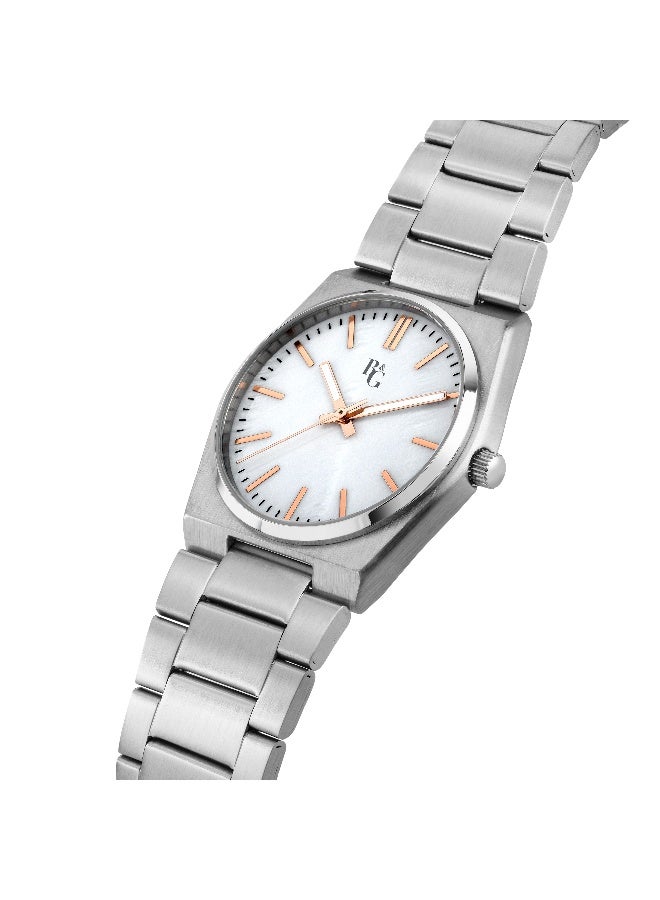 B&G Women's White Round Analog Dial with Silver Stainless Steel Band Watch - 35mm - R3853315502 - Image 2