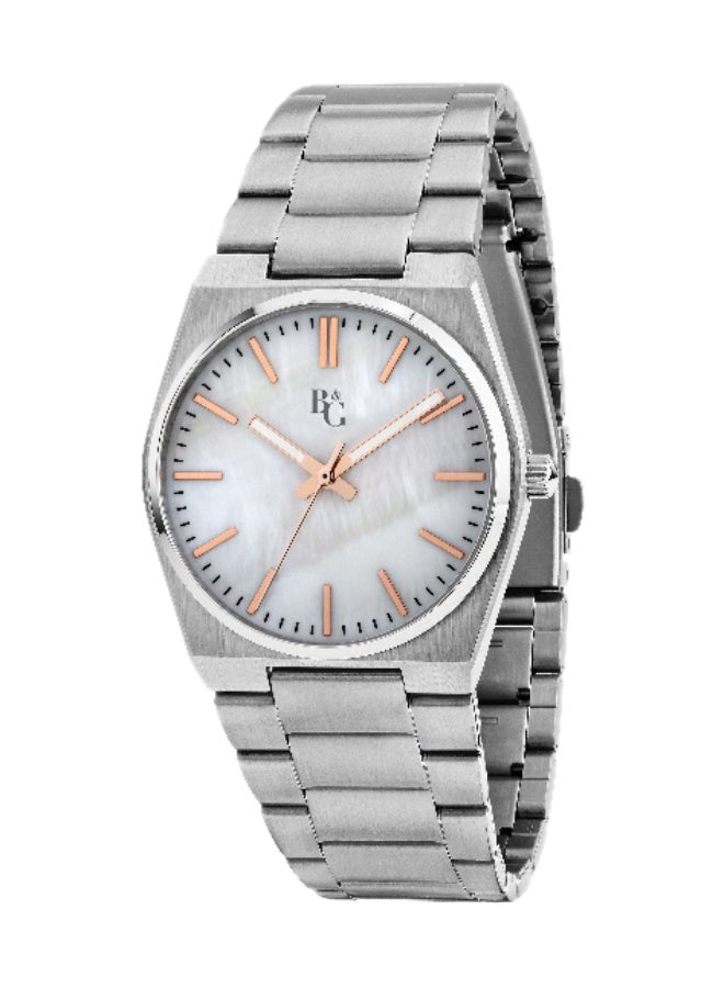 B&G Women's White Round Analog Dial with Silver Stainless Steel Band Watch - 35mm - R3853315502 - Image 1