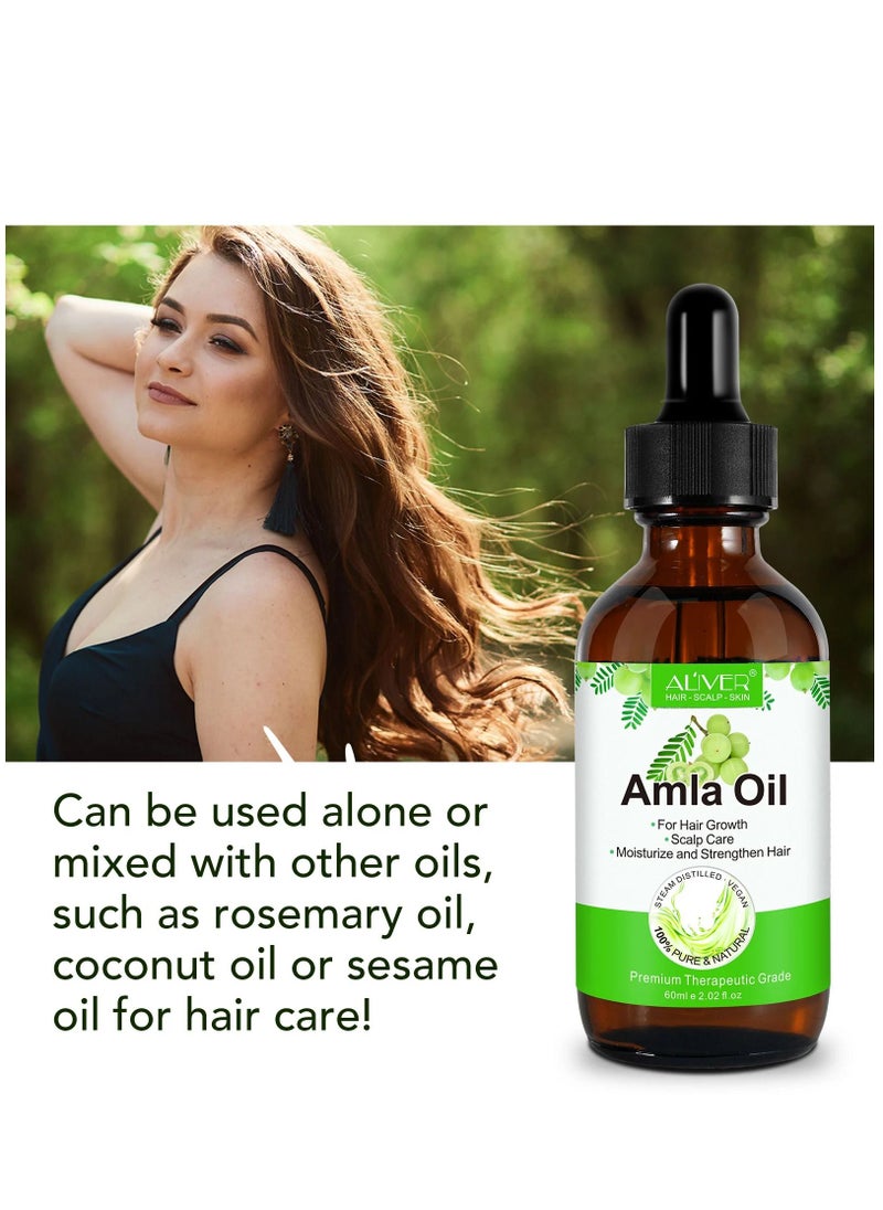 ALIVER - 60 ml Amla Oil 2.02 Fl Oz 100% Pure Natural Organic Amla Hair Oil Cold Pressed Amla Oil for Hair Growth Moisturize Healthy and Strengthen Hair Nourishes Scalp Hair Treatment Oil - Image 1