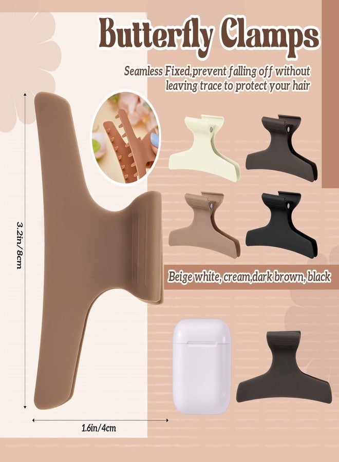 Batiyeer 12 Pcs Butterfly Hair Clips for Styling Sectioning Hair Clips for Women Butterfly Clamps Non Slip Claw Salon Section for Cutting Styling Coloring Thick Thin(Neutral Color) - Image 2