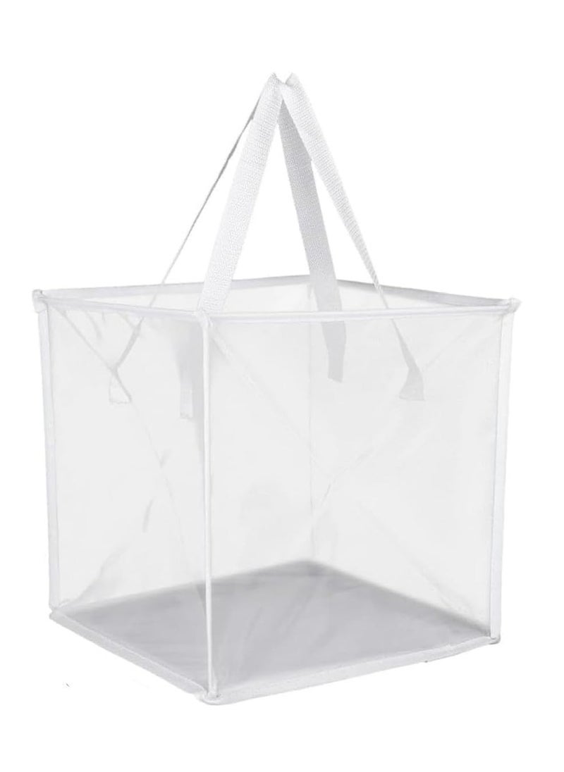 TYCOM Popup Laundry bags Hamper with Handles Portable Durable Collapsible Storage Easy Folding Pop Up Clothes Hampers Basket Foldable for Kids Room College Dorm or Travel Single White.  - Image 1