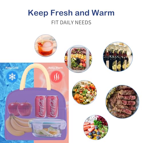 DALINDA Lunch Bag Lunch Box for Women Men Reusable Insulated Lunch Bags for Adults,Leakproof Cute Cooler Lunch Tote Bag, Large Capacity for Work Travel Picnic - Image 5
