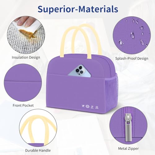 DALINDA Lunch Bag Lunch Box for Women Men Reusable Insulated Lunch Bags for Adults,Leakproof Cute Cooler Lunch Tote Bag, Large Capacity for Work Travel Picnic - Image 3