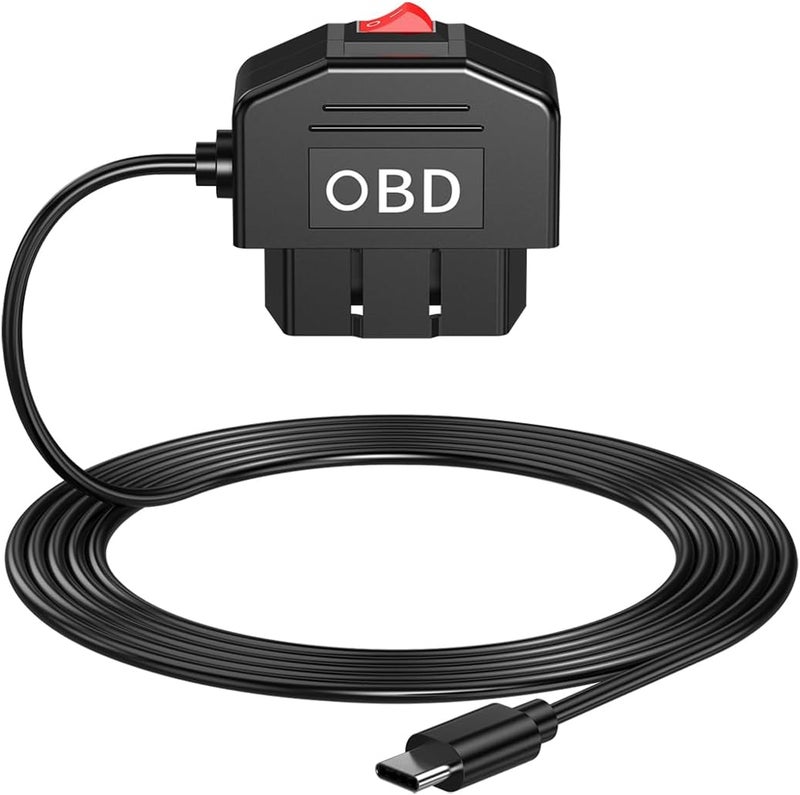 ANCLLO OBD Extension Cable for Dash Cam Type C OBDII Power Cable 12V 24V to 5V 3A with Switch 2 Mode Length of Cable 3.5M - Image 1