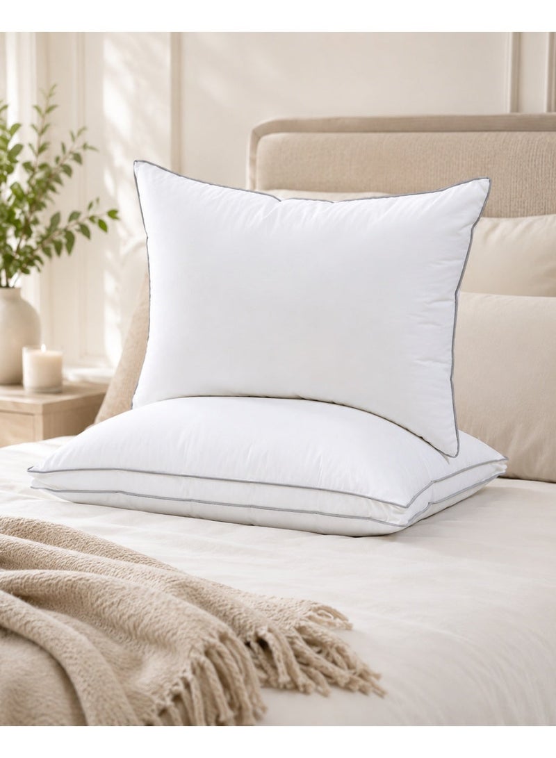 2 pcs Comfortable Hotel-Style Sleeping Pillow with Gray Piping – Soft Support for a Peaceful Night’s Sleep - Image 1