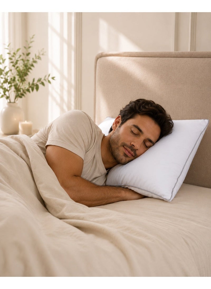 2 pcs Comfortable Hotel-Style Sleeping Pillow with Gray Piping – Soft Support for a Peaceful Night’s Sleep - Image 2
