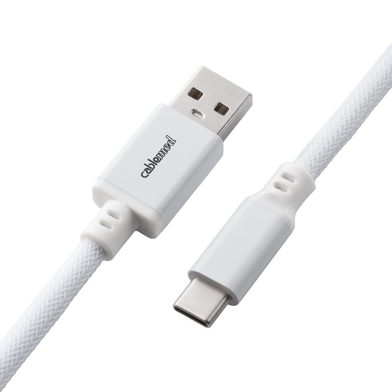 CableMod Pro Coiled Keyboard Cable (Glacier White, USB A to USB Type C, 150cm) - Image 3