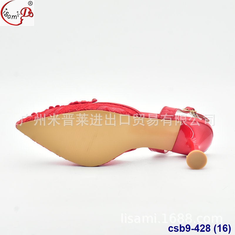 Evening Party With Elegant Lace Diamond Mesh Pointed High Heel Sandals - Image 5