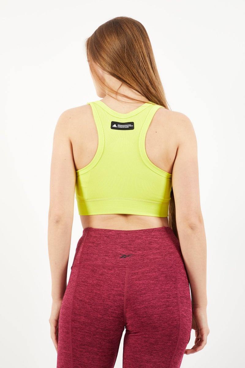Adidas Women Light Padded Training Sports Bra, Lime Green - Image 2
