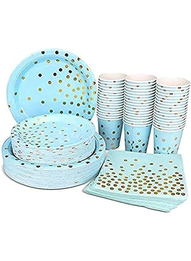 Raxoom Me Birthday Party Tableware Set 96Pcs of 12 Guests Disposable Plates Disposable Cups Paper Napkins (Light Blue) - Image 1
