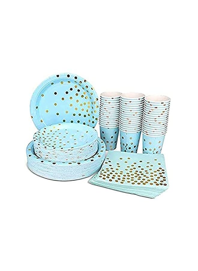 Raxoom Me Birthday Party Tableware Set 96Pcs of 12 Guests Disposable Plates Disposable Cups Paper Napkins (Light Blue) - Image 2